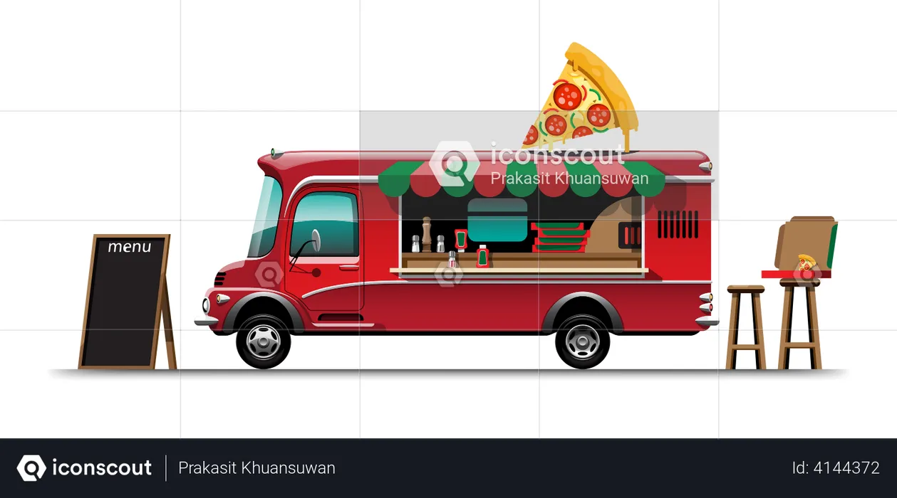 Pizza Van  Illustration