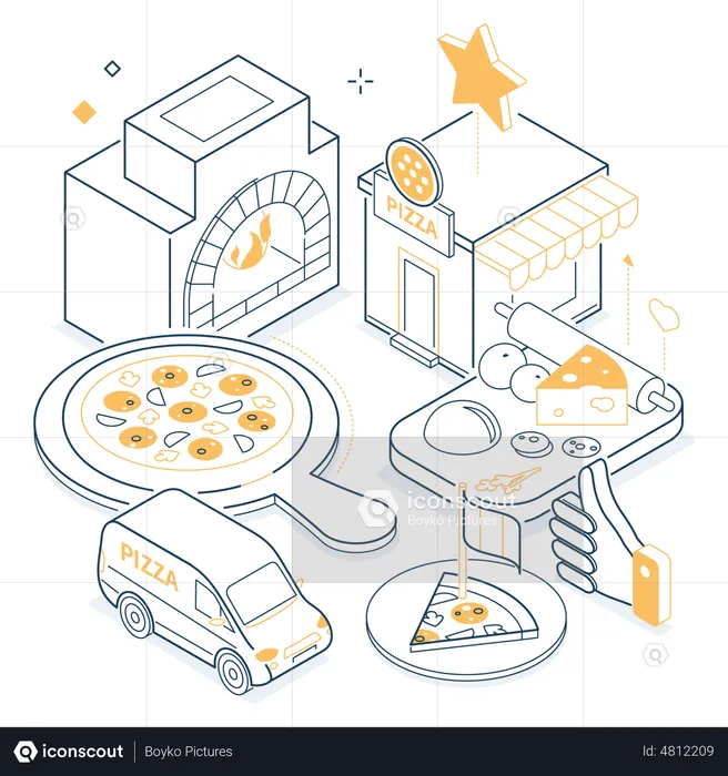 Pizzeria und Lieferservice  Illustration