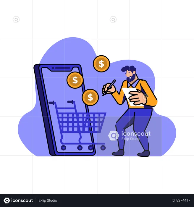 Enregistrements de transactions sur les marchés en ligne  Illustration