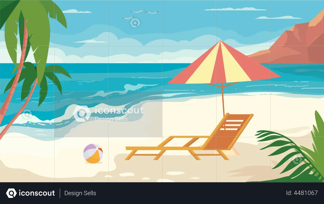 Plage d'été  Illustration