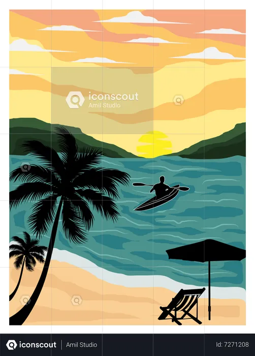 Plage tropicale  Illustration