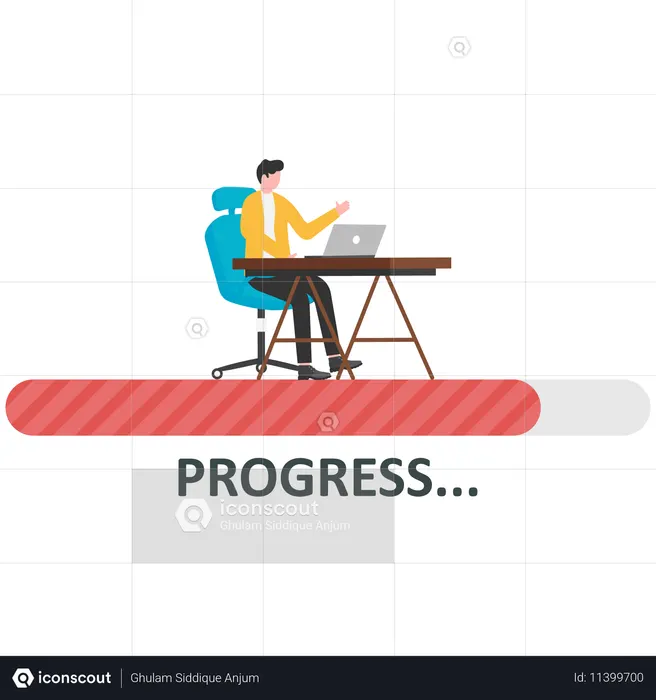 Plan de proyecto de trabajo de hombre de negocios  Ilustración