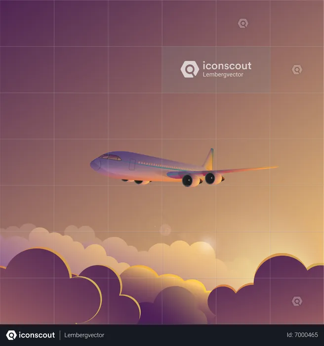 Plane flying in sky  Illustration