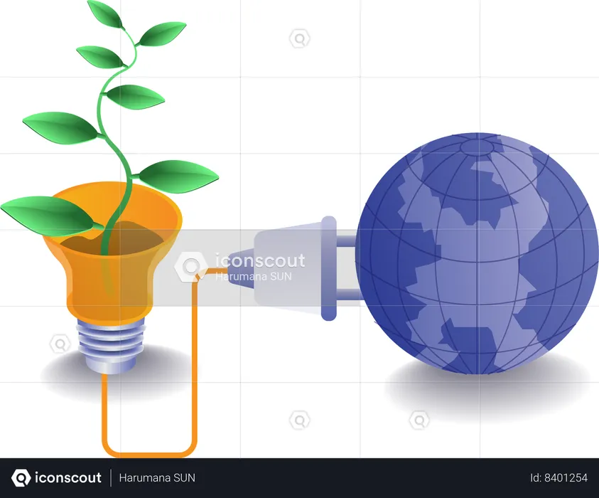 Planet earth gets its energy from plants  Illustration
