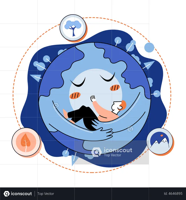 Planet hugs person with its arms  Illustration