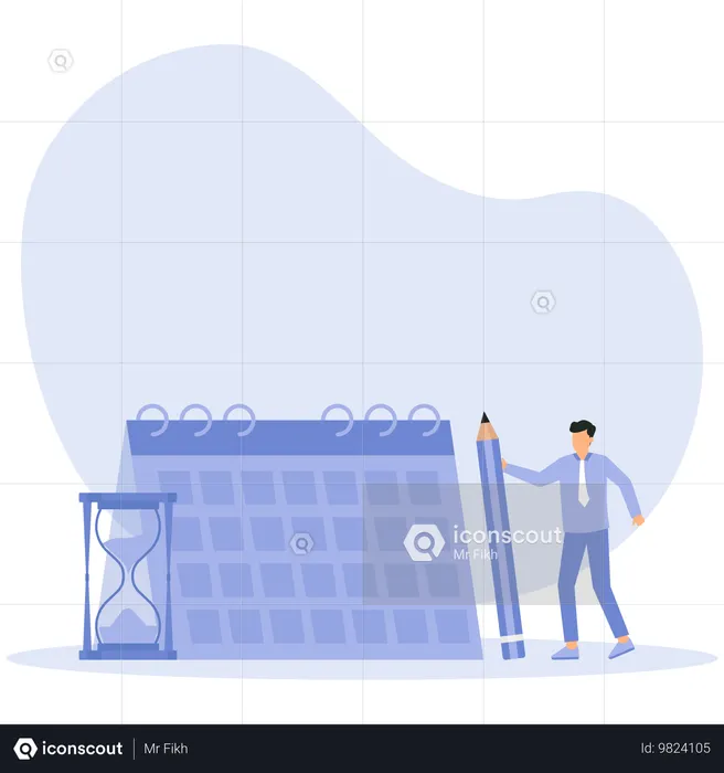Planificación de horarios para el trabajo y las tareas.  Ilustración