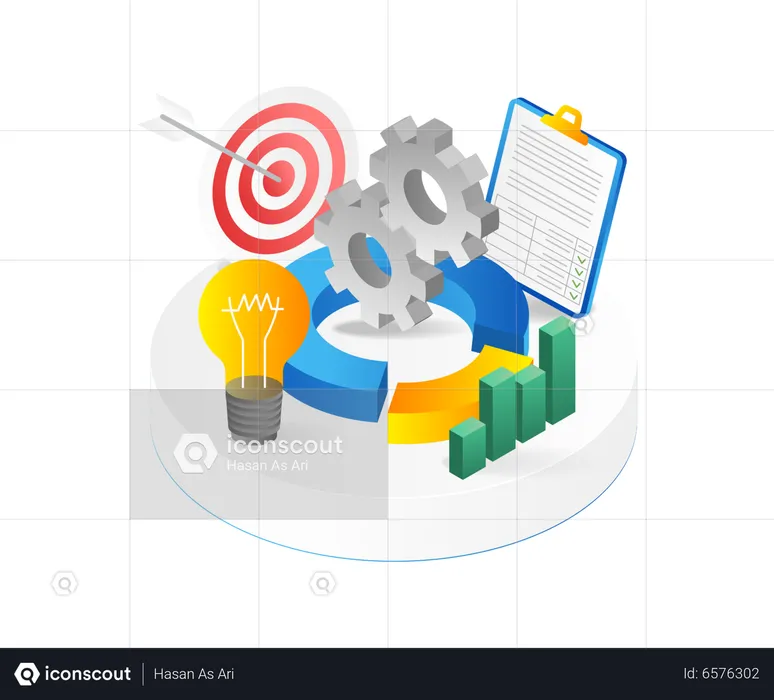 Gráfico circular empresarial ERP de planificación de recursos empresariales  Ilustración