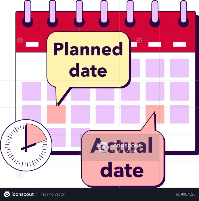 Planned date and actual date  Illustration