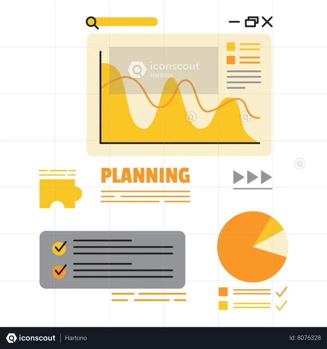 Planning concept vector illustration. Modern flat vector illustration in solid colors with business theme.  Illustration