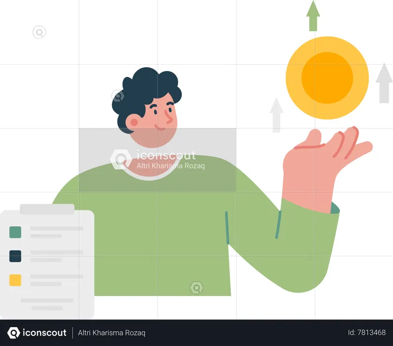 Planning profit with businessman and coin money  Illustration