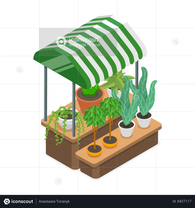 Plant market stall  Illustration