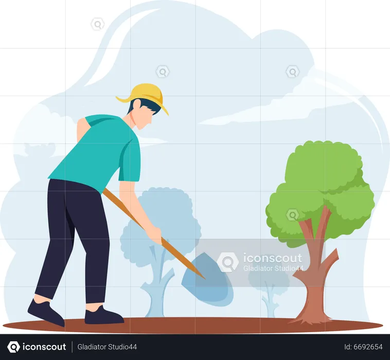 Plantação de árvores  Ilustração