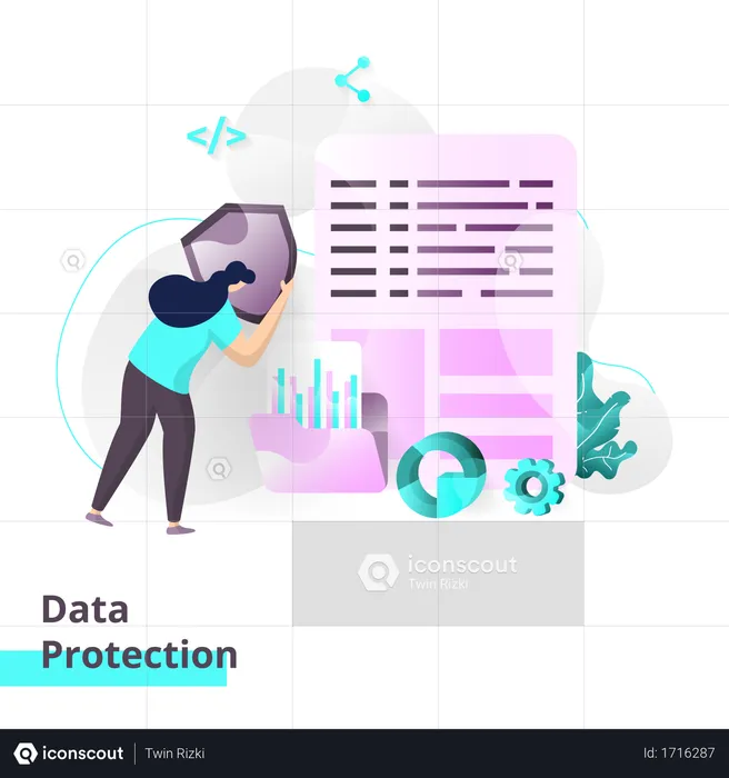 Plantilla de página de aterrizaje de Protección de Datos  Ilustración