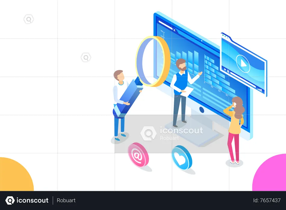 Plantilla de página de inicio de redes sociales y comunicación de medios para marketing digital  Ilustración