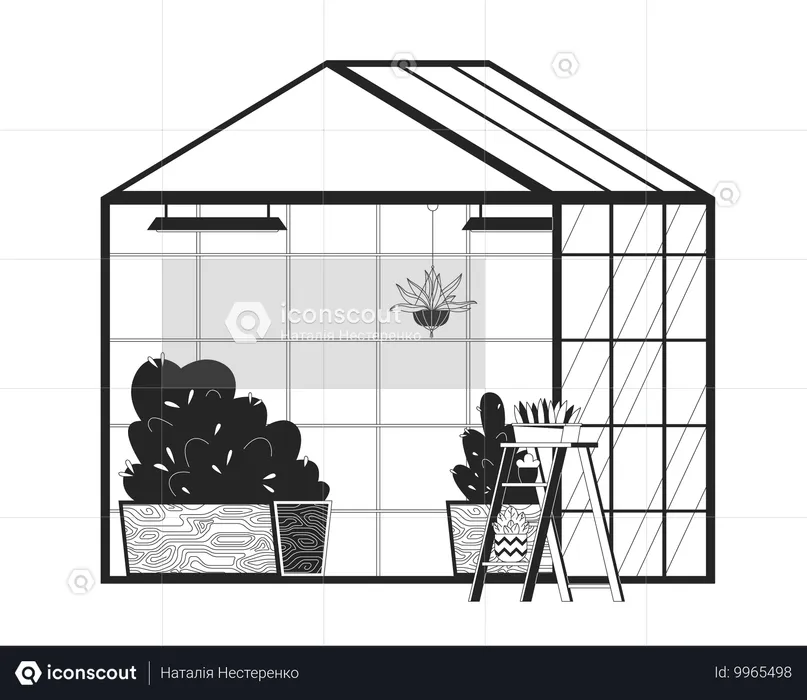 Plants growing in greenhouse  Illustration