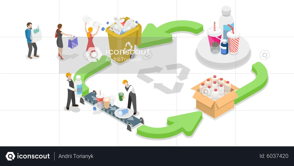 Plastic Recycle Process Infographic  Illustration