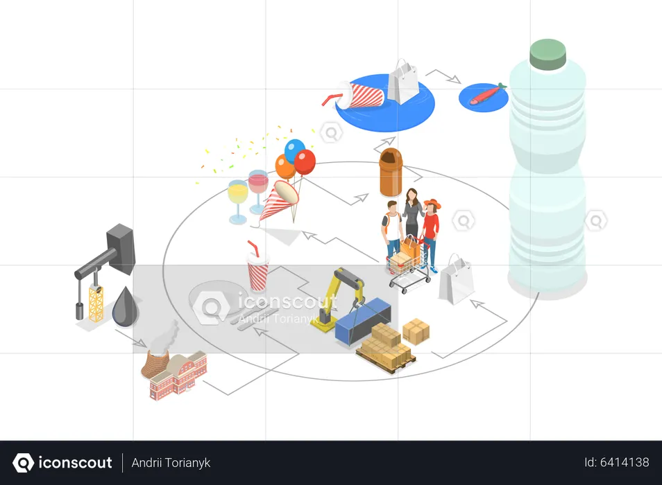 Plastic Waste Disposal  Illustration