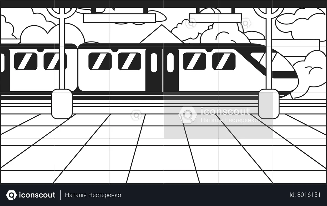 Platform train station  Illustration