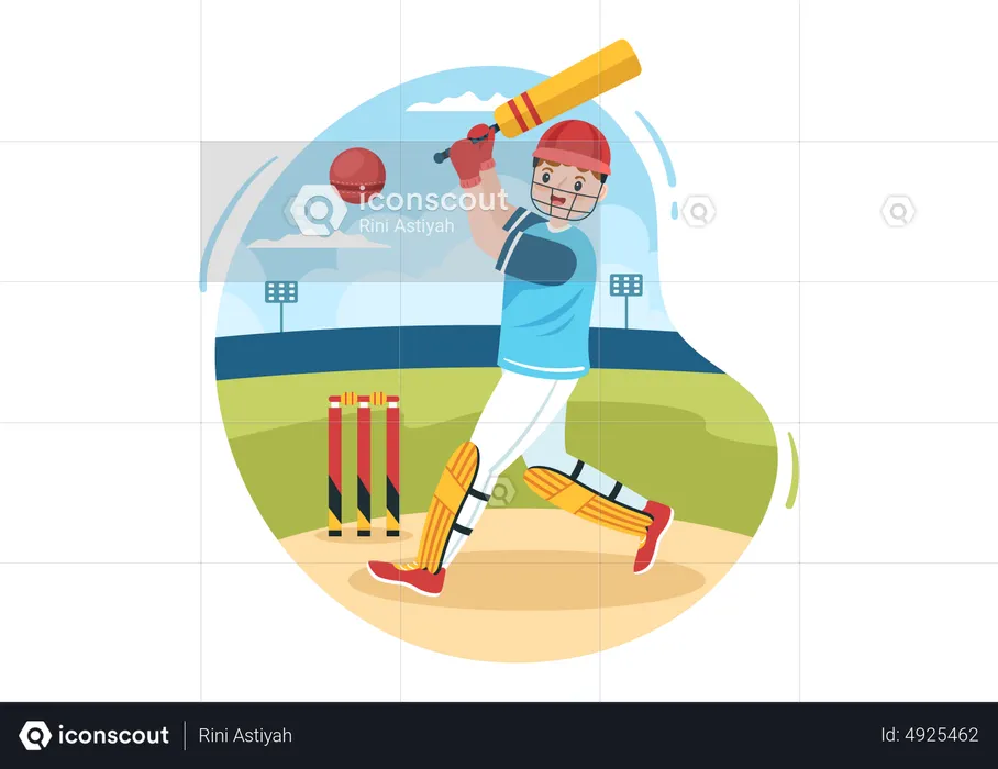 Player Hitting Ball  Illustration