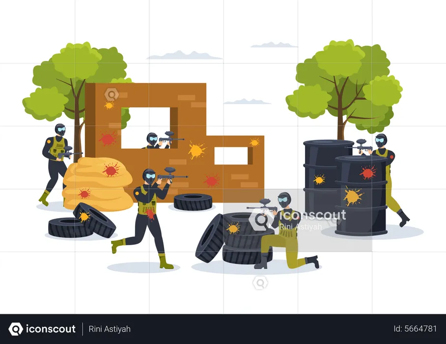 Player playing paintball  Illustration