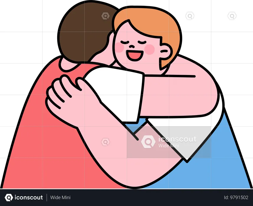 Players hugging to each other  Illustration