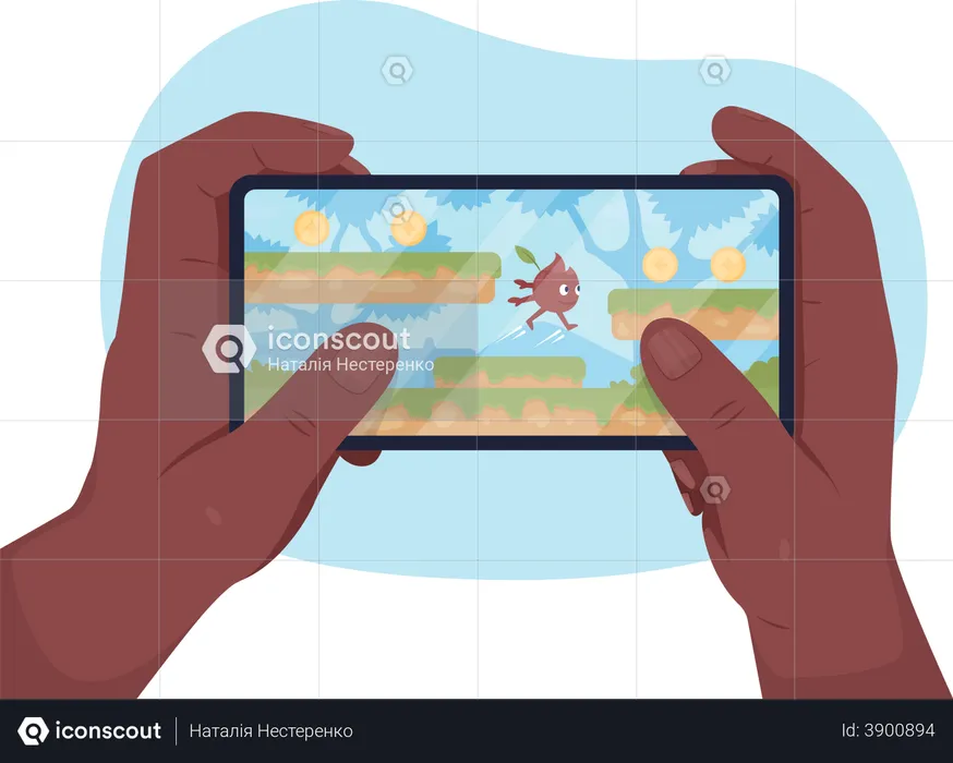 Playing games on smartphone  Illustration