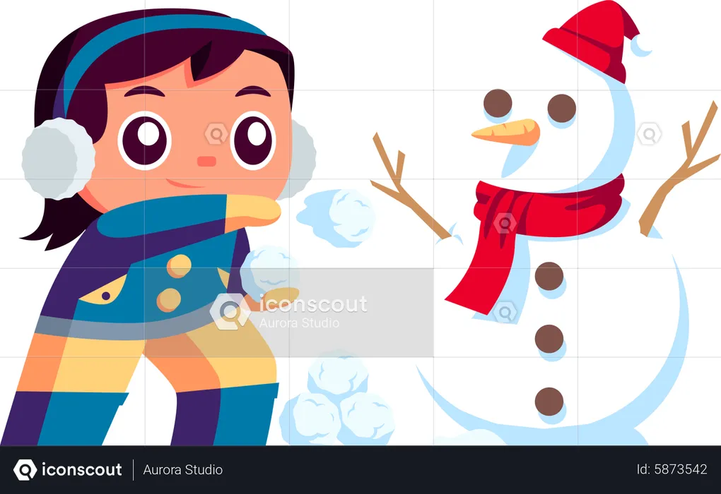 Playing Snowman  Illustration
