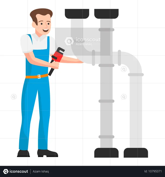 Plombier joint les tuyaux et dépanne les éventuels défauts  Illustration