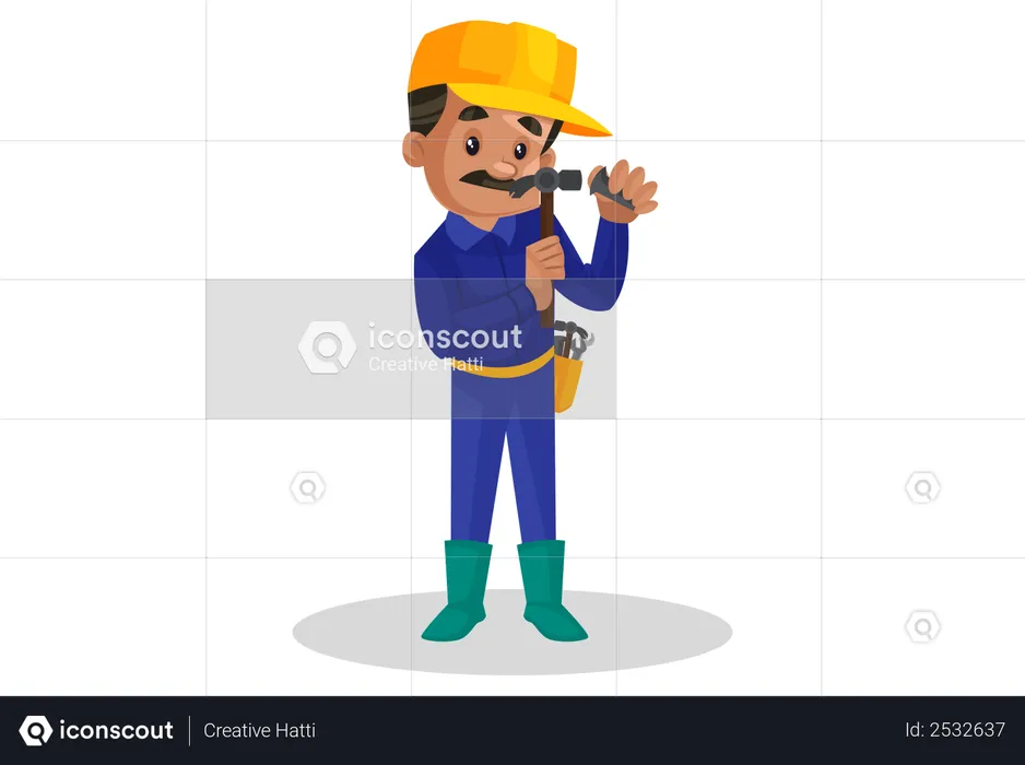 Plumber holding hammer  Illustration