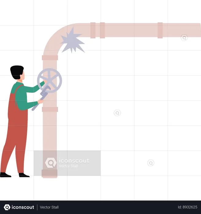Plumber is fixing the pipe  Illustration