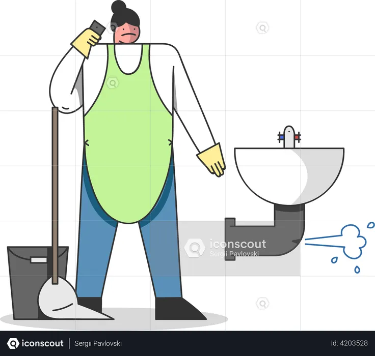 Plumber with Work Tools  Illustration