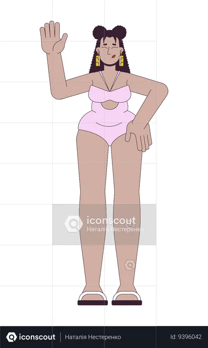 Plump hispanic woman in swimwear  Illustration