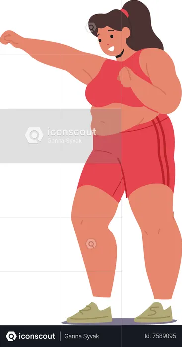 Plus-size Girl doing exercise  Illustration
