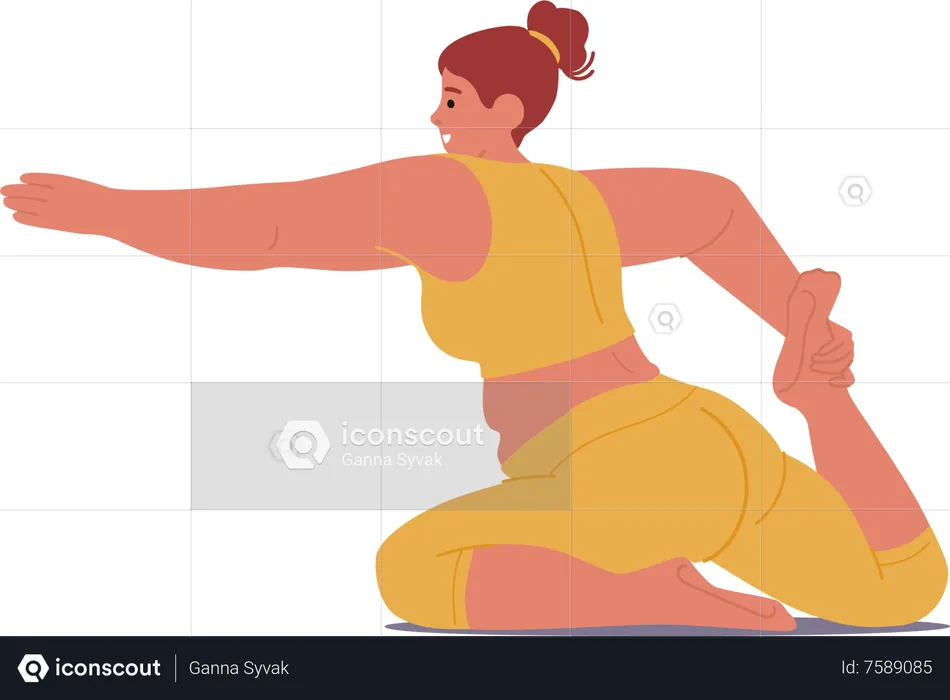 Plus-size Woman Practices Yoga  Illustration