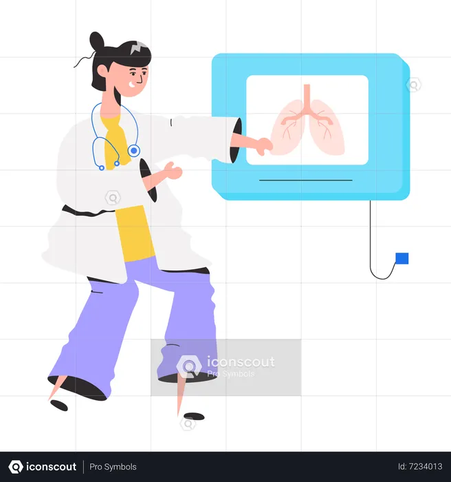 Pneumologista verificando pulmões humanos  Ilustração