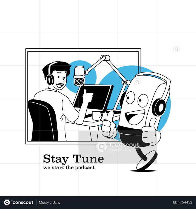 Escuchando podcasts  Ilustración