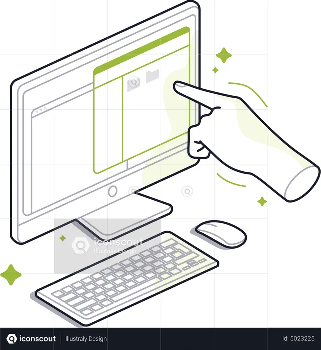 Pointing At Computer Display  Illustration