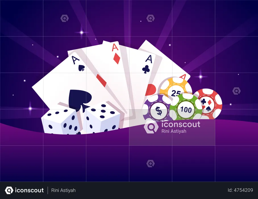 Poker Chips and cards  Illustration