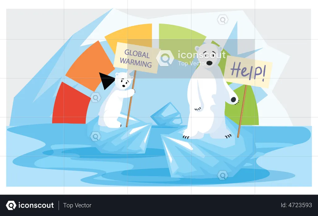 Polar bear asking for help  Illustration