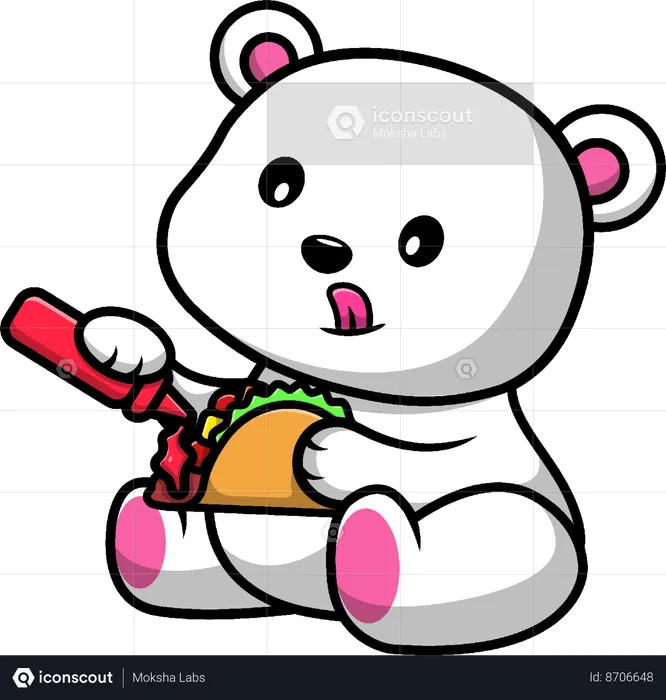 Polar Bear Eat Taco  Illustration