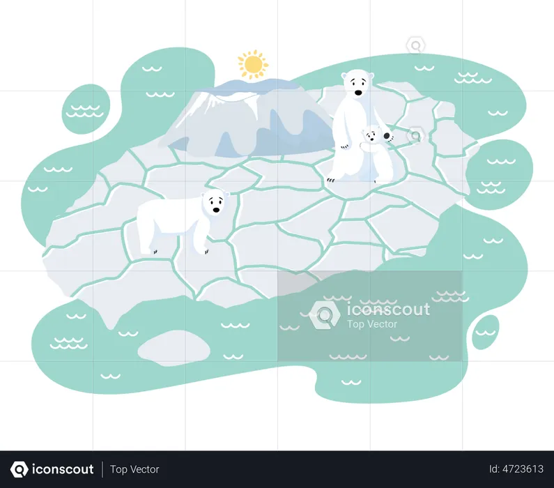 Polar bears suffering from temperature rise  Illustration