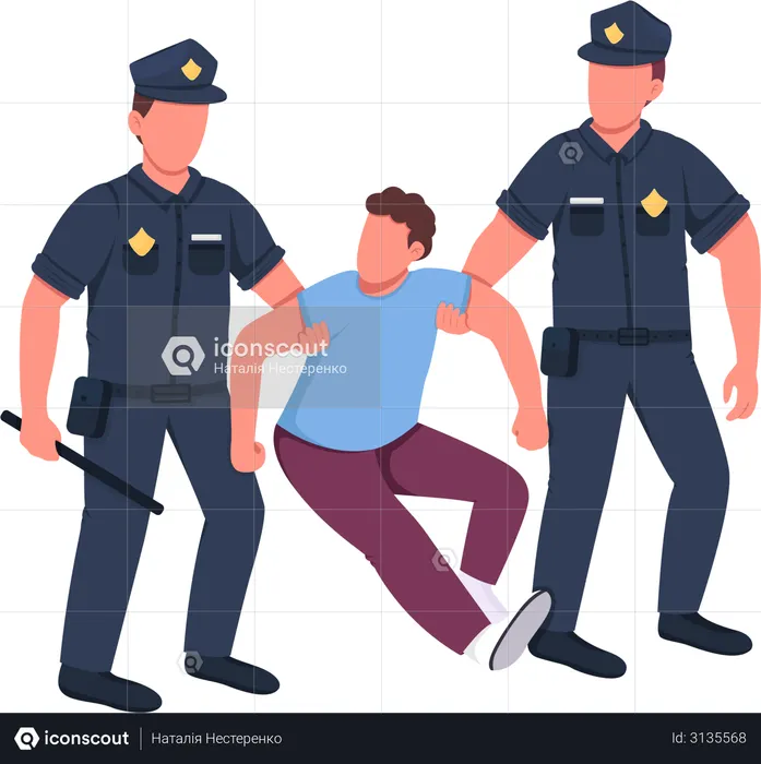 Police arresting criminal  Illustration