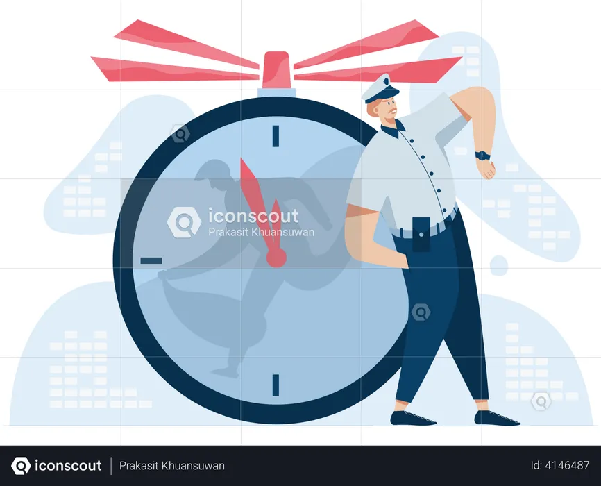 Police catching thief within time limit  Illustration