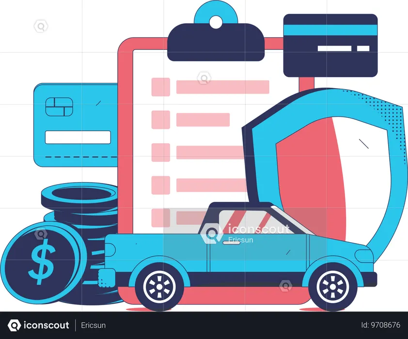 Police d'assurance automobile et paiement  Illustration