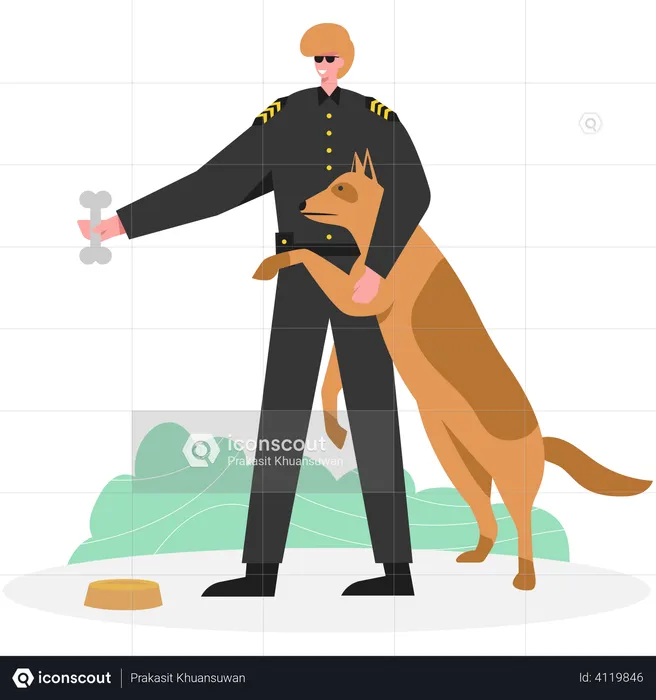 Police dog training  Illustration