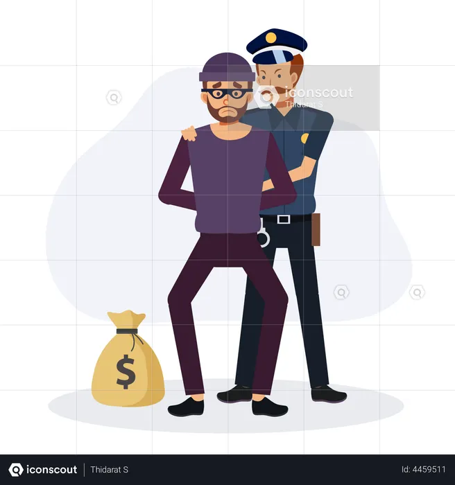 Police man caught the robber  Illustration