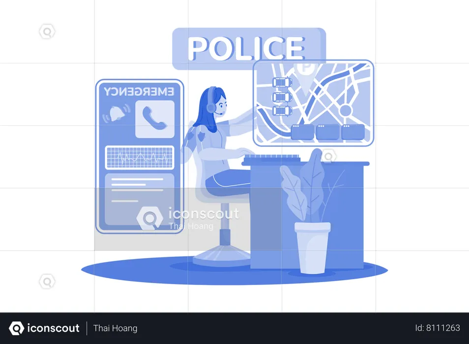 Police officer coordinate traffic  Illustration