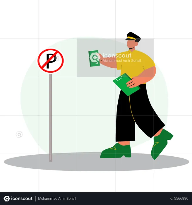 Police officer giving Parking fine  Illustration