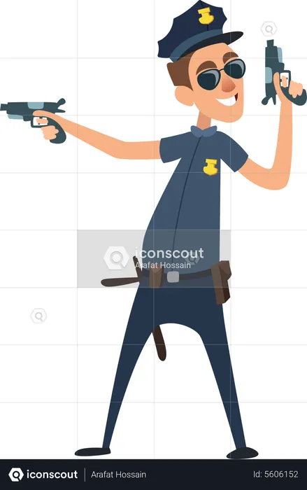Police Officer holding gun  Illustration