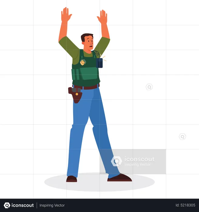 Police officer surrender  Illustration